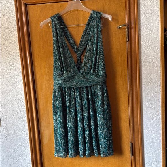LULUS Ailey Teal Shimmer Dress - Picture 3 of 10